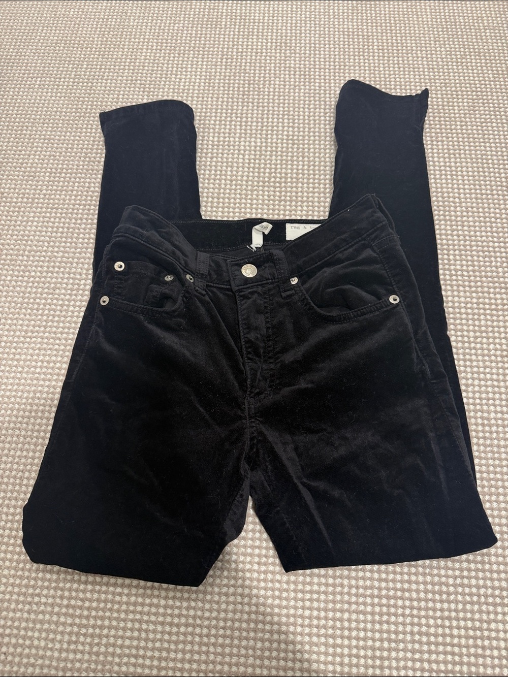 rag & bone Women's Black Skinny Velvet Jeans